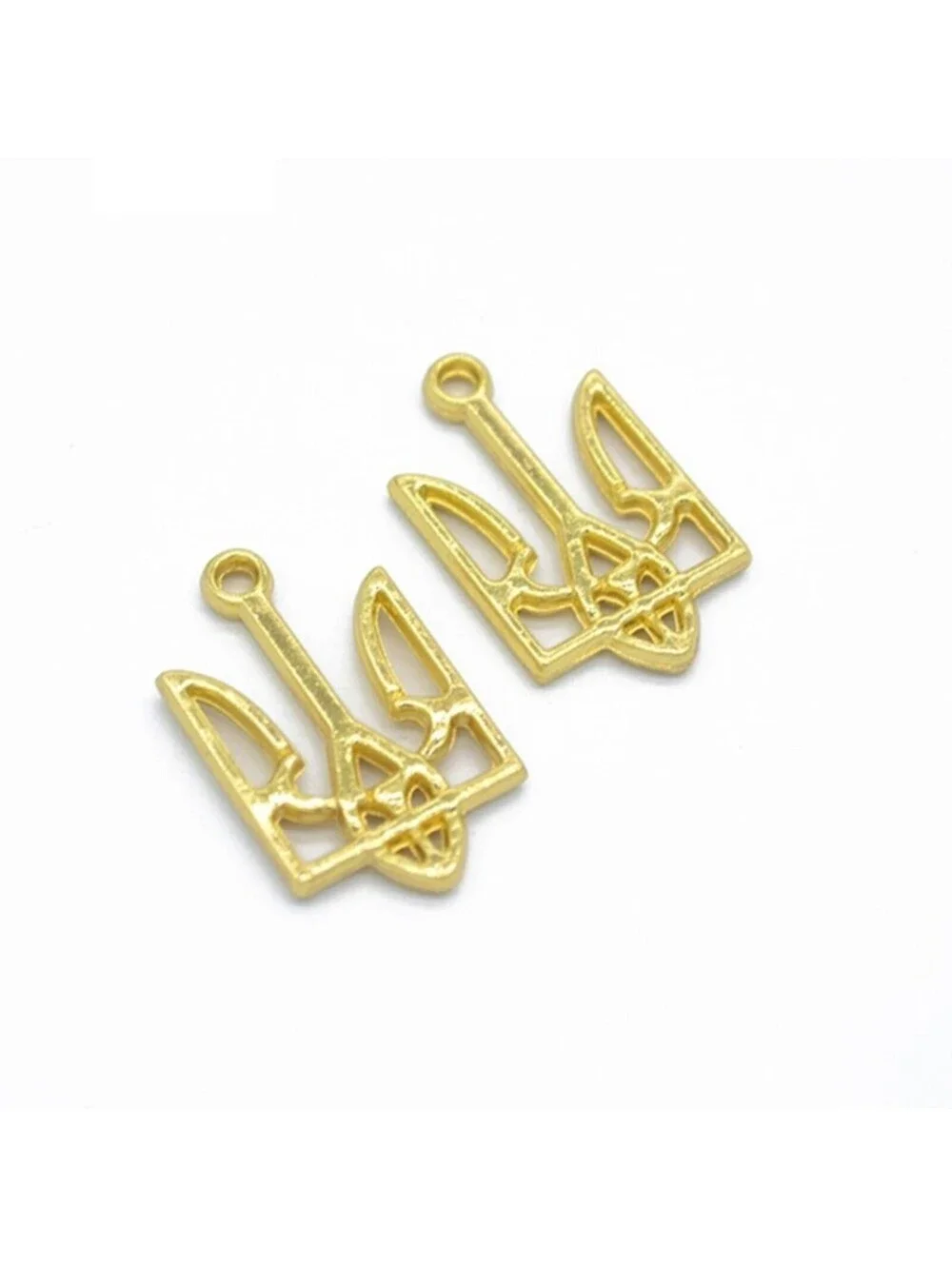Ukrainian Trident National Symbol Gold Plated Slava Ukraini Charms 4 pcs